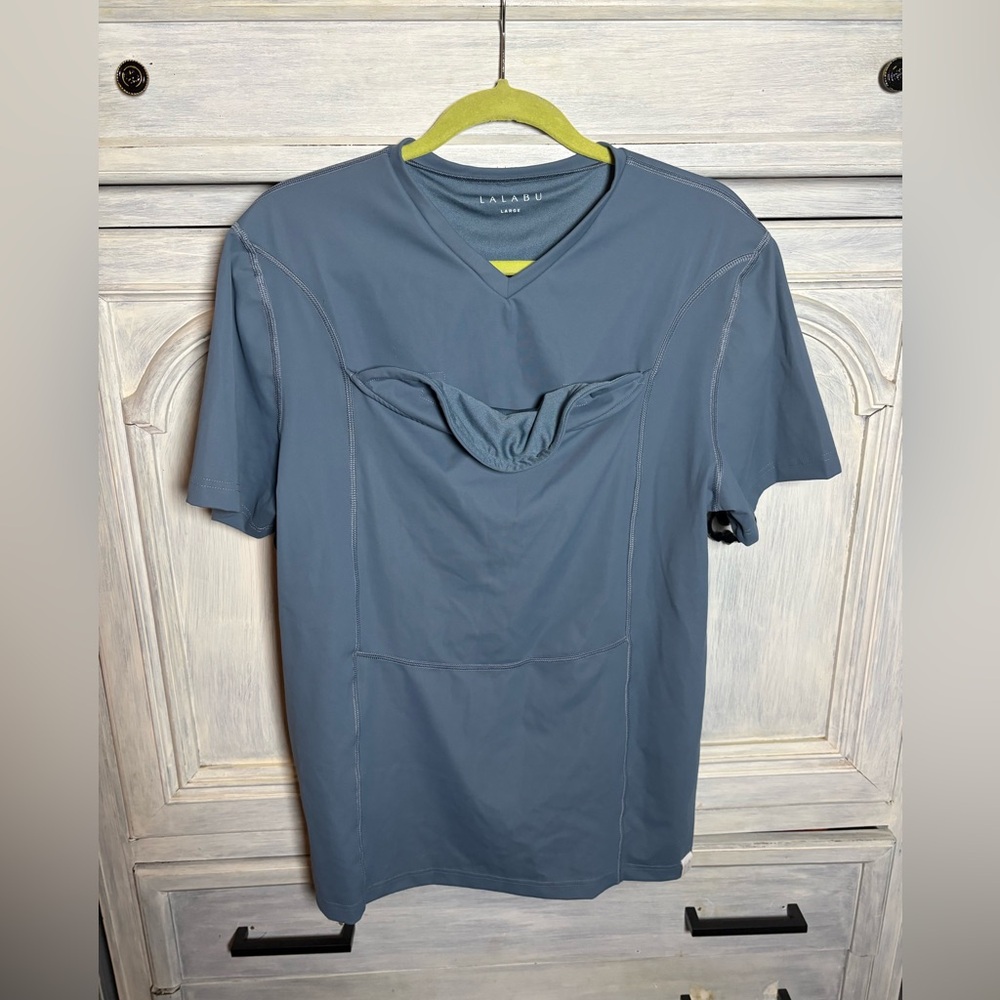 Lalabu Men’s Classic Dad V-Neck Shirt Baby‎ Carrying Grey Blue